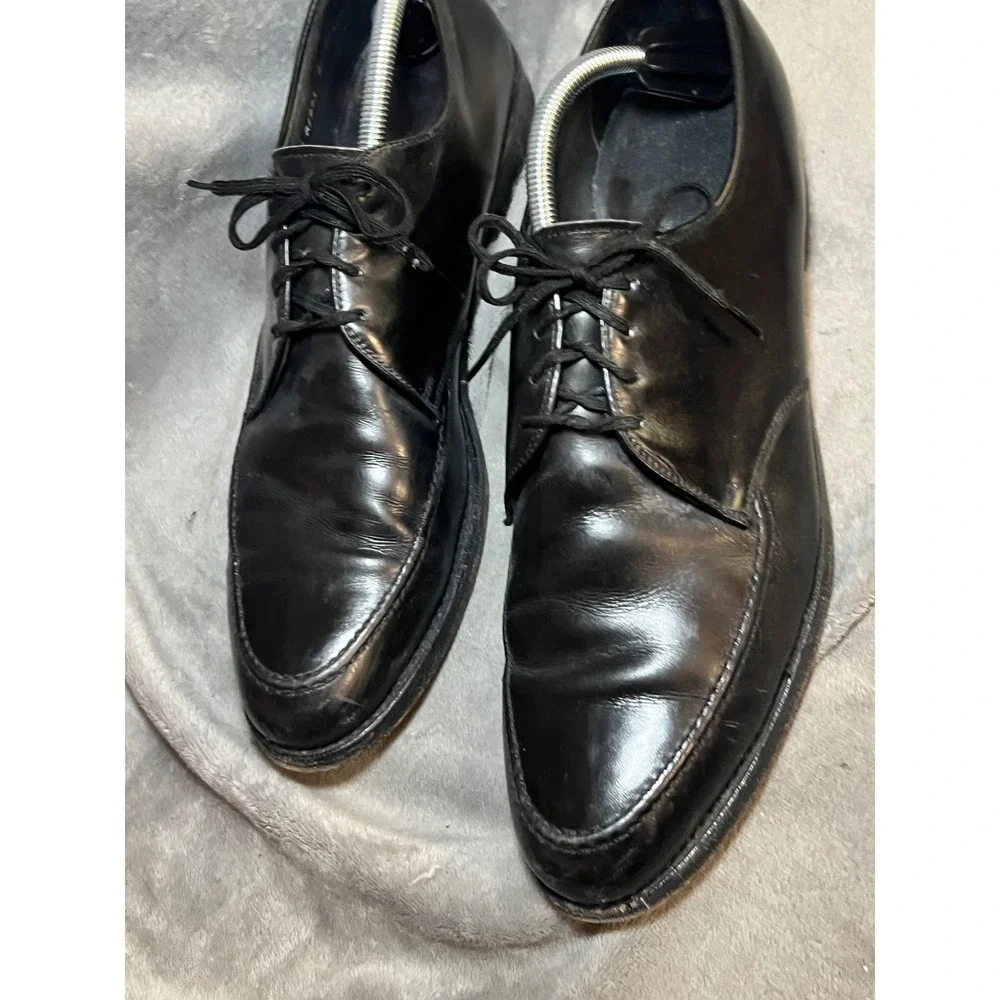 ET Wright Black Leather Split Toe Derby Dress Shoes 12 A/AAA Narrow Vintage